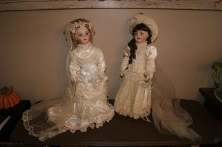 Vintage Franklin Heirloom Porcelain Bebe Bru And Jumeau Victorian Bride Doll 22 "