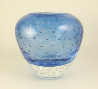 Wheaton Village Art Glass Paperweight Vase Blue Bubbles (it@b4/2)