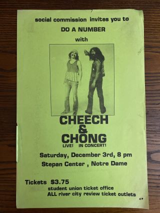 Cheech & Chong Poster 1977 Stepan Center Notre Dame South Bend Indiana