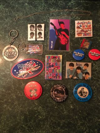 The Beatles Paul Mccartney Ringo Starr Assorted Buttons,  Key Chains,  Etc.