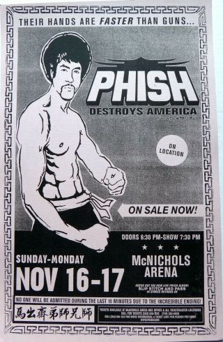 Phish " Destroys America 1997 Tour " Denver Concert Poster - Hands Faster Than Guns