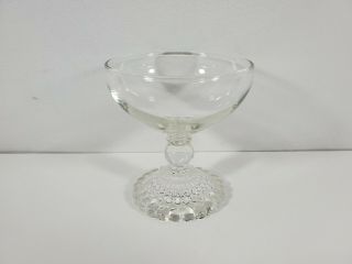 Set of 5/Five Vintage Clear Glass Stemware Bubble Hobnail Base Sherbet Dessert 2