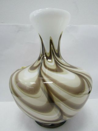 Italian Pulled Feather Murano Glass Vase Made In Italy