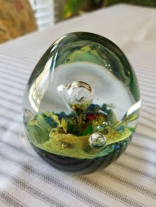 Collectible Handblown Bubble Art Glass Paperweight Beauty Colorful