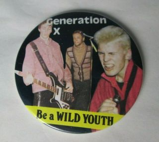 Generation X Billy Idol Vintage 1977 Large 54mm Badge Button Pin Punk Wave