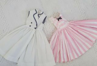 Madame Alexander " Cissy " Pink And White Stripe Dress & White Dress