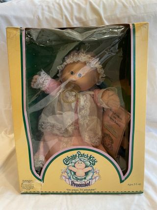 Vintage Cabbage Patch Kids Preemie Girl Doll W/certificate Pacifier Bald Coleco