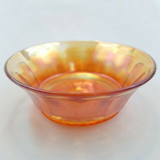 Imperial Optic Wide Panel Fluted Marigold Carnival Glass Round Bowl 86 Antique