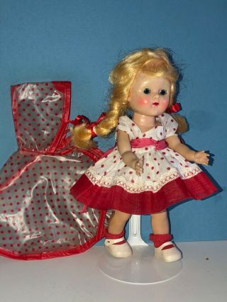 Vintage Vogue Ginny Doll In Her 1954 Medford Tagged Rain Or Shine Dress
