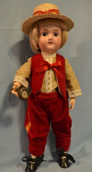15 Inch Antique Bisque Head Boy Doll By Gebruder Kuhnlenz 165