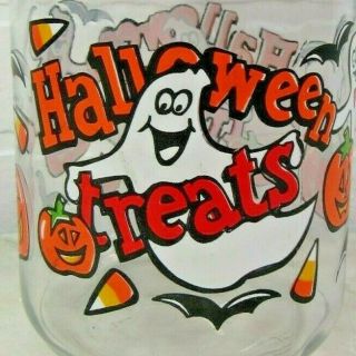 Vintage Anchor Hocking Glass Jar With Lid Halloween Treats Ghosts Candy Corn 8 "