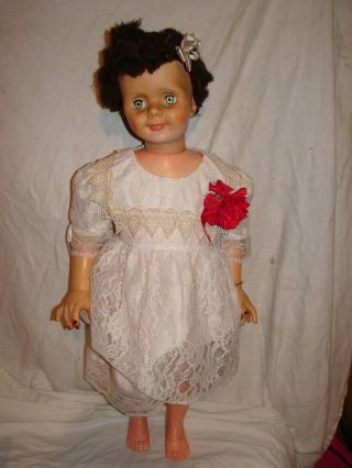 Vintage Large Play Pal Style Doll Sleep Eyes Child Size Playpal Brown Hair