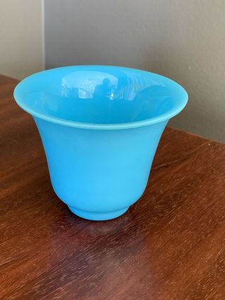 Vintage Turquoise Sky Blue Opaque Milk Glass Tulip Cup