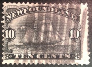 Newfoundland 1887 10 Cent Black Ship Stamp Vfu