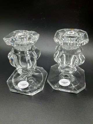Set Of 2 Gorham Full Lead Crystal West Germany 4 " Candlestick Holders