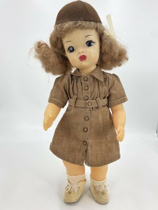 Vintage 50s Terri Lee 16” Doll With Girl Scout Uniform Tagged