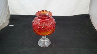 Vintage Le Smith Moon & Stars 2 Pc Amber Clear Glass Fairy Candle Lamp