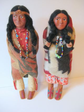 Early Skookum Indian Native American Dolls - Man And Woman