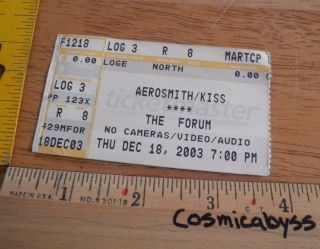 2003 Kiss Aerosmith Concert Ticket Los Angeles Ca