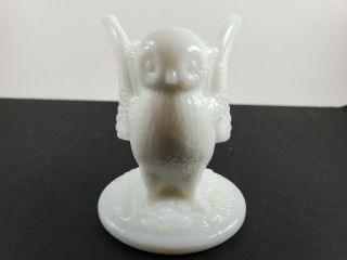 Vintage Westmoreland White Milk Glass Owl Toothpick Holder Figure