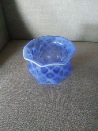 Fenton Glass Cobalt Blue Rose Bowl W/Ruffled Edge Signed 2
