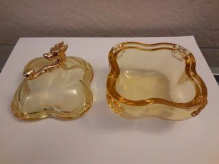TITTOT Amber Glass Trinket Dish with Dragon Lid 3