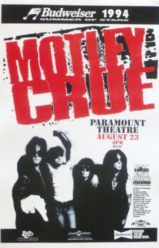 Motley Crue 1994 Denver Concert Tour Poster - Heavy / Glam Metal,  Hard Rock Music