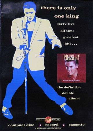 Elvis Presley All Time Greatest Hits Vintage Promo Poster