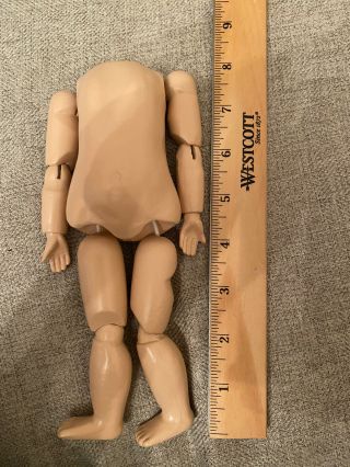 Rare Small Size 7.  5” Antique Doll Body For A French Or German Bisque Head