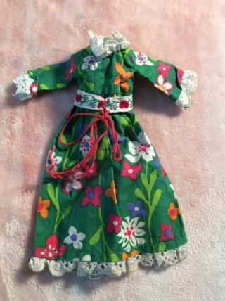 Vintage Blythe Doll Dress Love N Lace Green Floral Maxi By Kenner