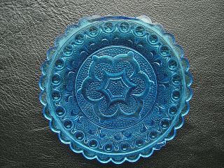 American Flint Lacy Glass Cup Plate Milky - Blue 4 