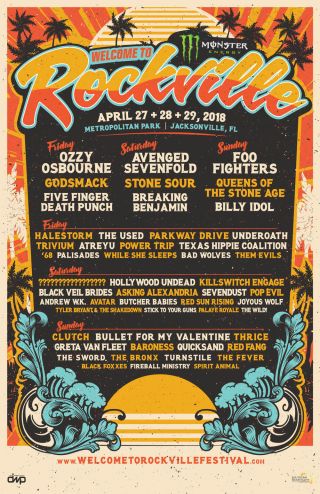 Welcome To Rockville Festival 2018 Concert Poster - Ozzy Osbourne,  Foo Fighters