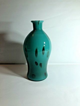Vintage Murano Glass Italy Blue/green Vase 8 Inches Tall - Signed