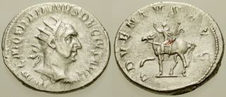 022.  Roman Silver Coin.  Trajan Decius,  Ar Antoninianus.  Rome.  Twin Pannoniae