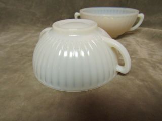1930 ' s MacBeth Evans Glass Cremax Petal Ware Depression Cream Soup Bowls Pair 3