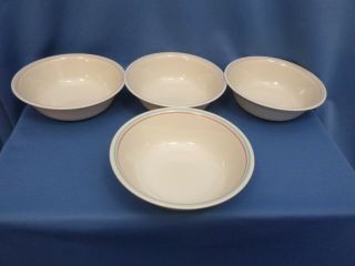 (4) Corelle Cereal/soup Bowls Pink & Blue Stripe English Breakfast Corning
