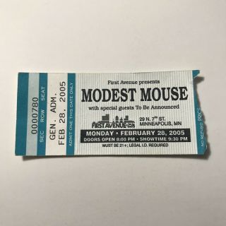 Modest Mouse First Avenue Minneapolis Mn Concert Ticket Stub Vintage Feb 2005