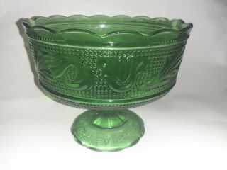 Vintage E O Brody M6000 Emerald Green Pedestal Compote Candy Dish Fruit Bowl