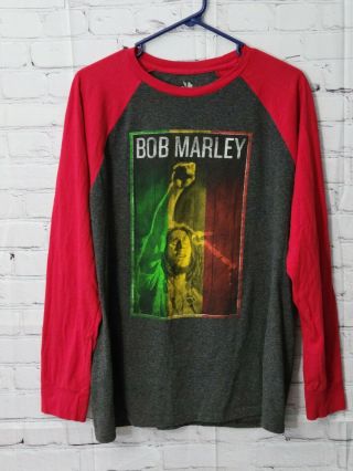 Mens Zion Rootswear T - Shirt Bob Marley Red Long Sleeve Large Rasta Reggae Music