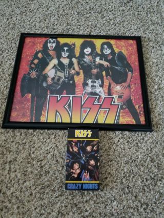 Kiss Crazy Nights Vhs Plus Framed Poster Plus 4 Cups.