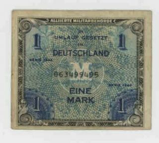 Mr Fancy Cancel Ww Ii 1944 German 1 Mark Note 2147
