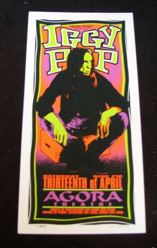 Vintage Rock Poster - - Iggy Pop - - April 13,  1996 - - Agora Theatre - Cleveland
