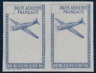 France Reunion 1938 Air Mail Imperf Proof Pair On Ungummed Paper Sc Type Ap2