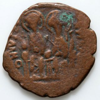 Byzantine Coin Ae Follis Justin Ii 565 - 578 Ad - Constantinople Year 5