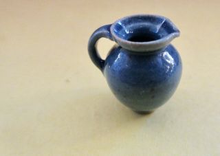 1:12 Artisan E Cassaunt Vintage Fine Country Style Blue Pottery Rounded Pitcher