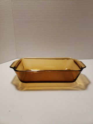 Vintage Brown Anchor Hocking Bread Loaf Pan Amber 442 Small Size 7.  5 " X 4.  5 "