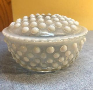 Anchor Hocking Moonstone Opalescent Round Covered Powder Or Trinket Box
