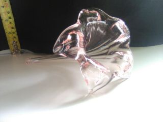Vintage Hand - Blown Pink Glass Cornucopia Horn - Of - Plenty Vase,  7” Flower Shape