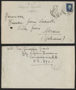 Italy Wwii 1944 - Field Post Air Mail Cover To Merano - Censor V179