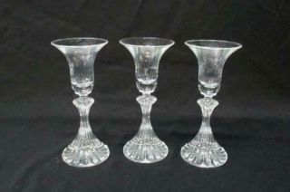 Three Elegant Glass Crystal Candle Holders Taper Holder Table Decor